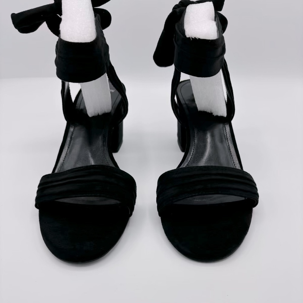 Coutgo Womens Open Toe Ankle Tie Back Low Block Chunky Heels/ Pumps, Size: 7.5